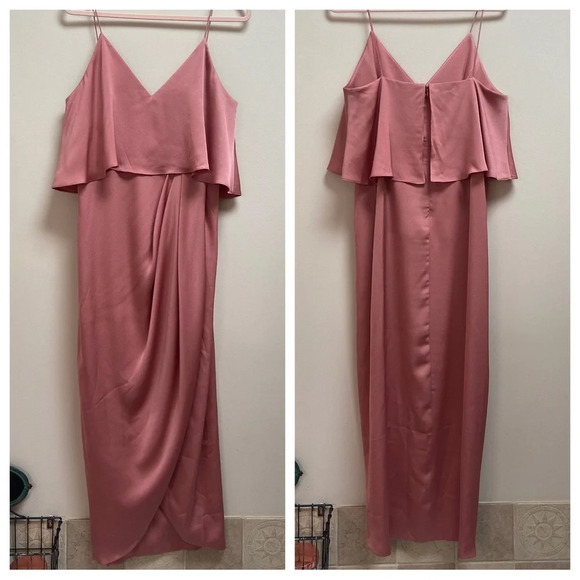 Shona Joy Luxe Cocktail Frill Dress Rose Pink 13954 - Picture 2 of 15